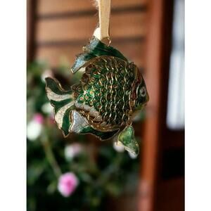 Vintage Articulated Enamel Cloisonné Fish Ornaments